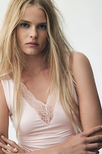 Lace-Trimmed Thong Bodysuit