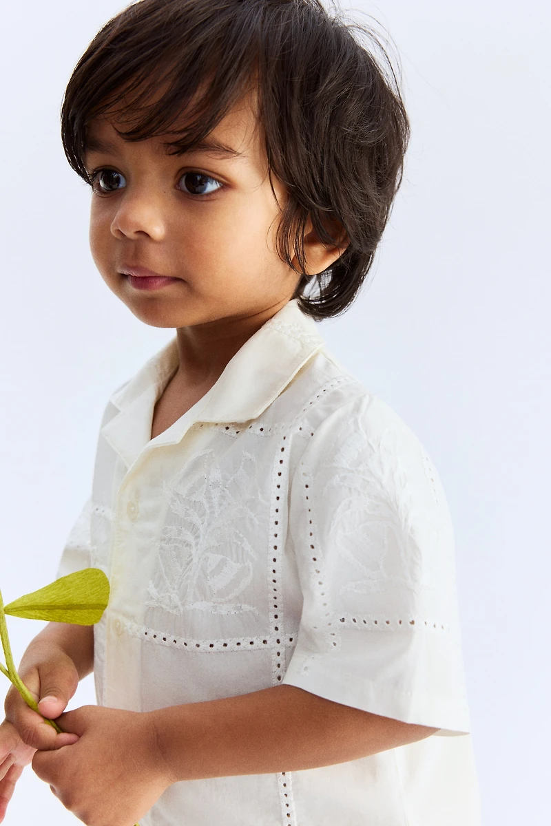 Embroidery-Detail Cotton Shirt