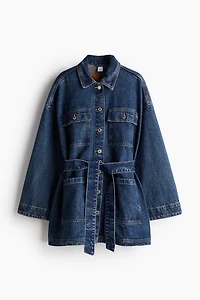 Tie-Belt Denim Jacket