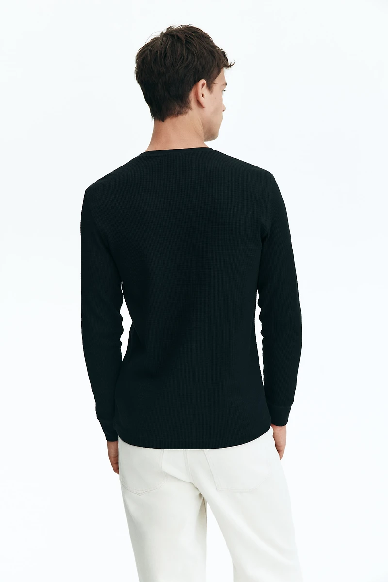 Slim Fit Waffled Jersey Shirt