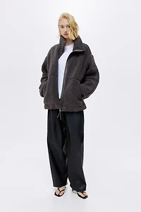 Loose-Fit Teddy Fleece Jacket