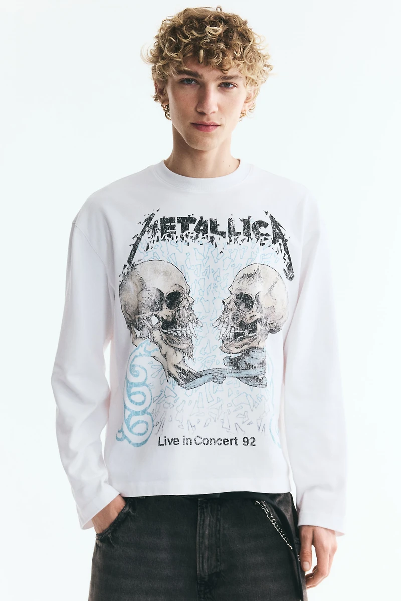 T-shirt à manches longues en coton imprimé