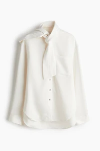Blouse with Bow Collar
