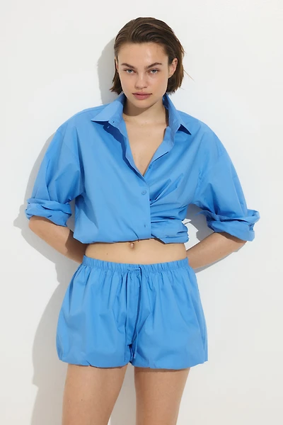 Cotton Balloon-Leg Beach Shorts