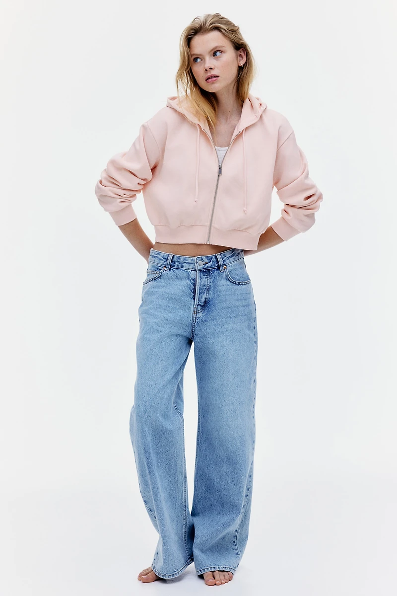 Short Hooded Sweatshirt Jacket