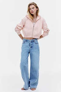 Short Hooded Sweatshirt Jacket