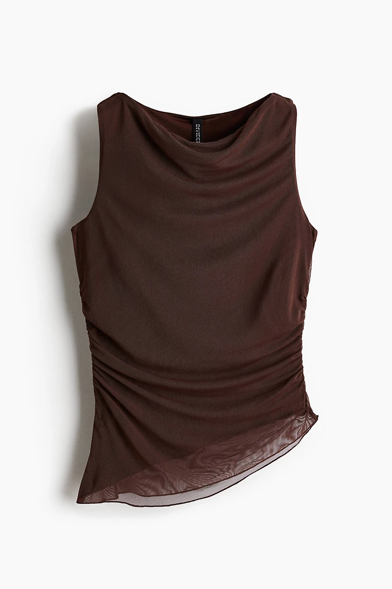 Haut sans manches en voile à effet drapé