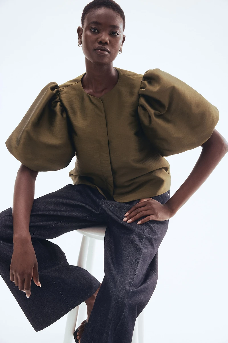 Balloon-Sleeved Blouse