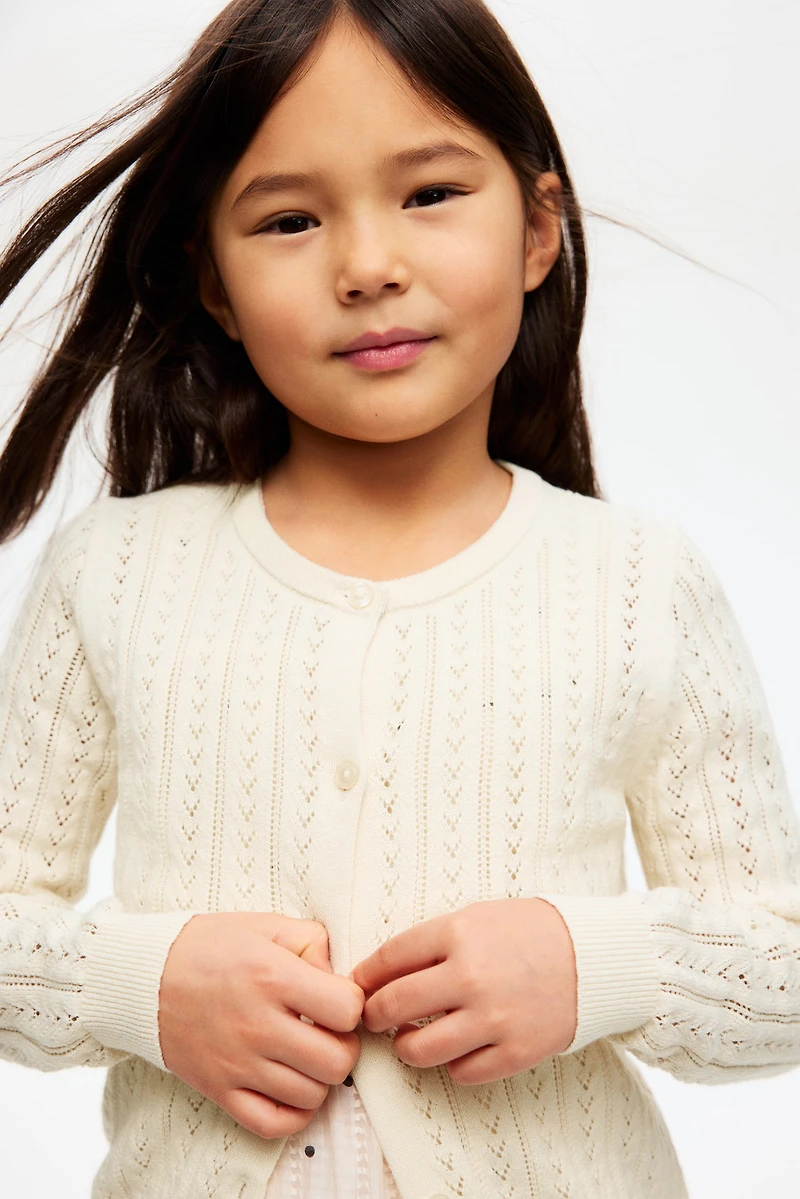 Pointelle-Knit Cotton Cardigan