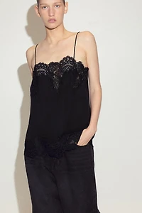 Lace-Trimmed Viscose Top