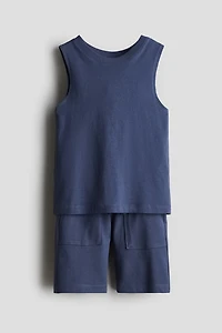2-Piece Cotton Tank Top and Shorts Set