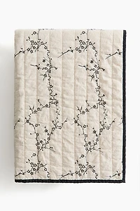 Embroidered-Detail Linen-Blend Bed Throw