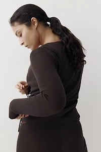 Rib-Knit Wrap Cardigan