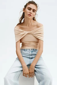 Twist-Detail Off-the-Shoulder Top