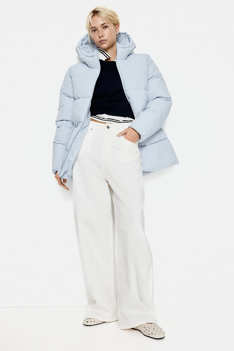 Oversized Drawstring-Waist Puffer Jacket