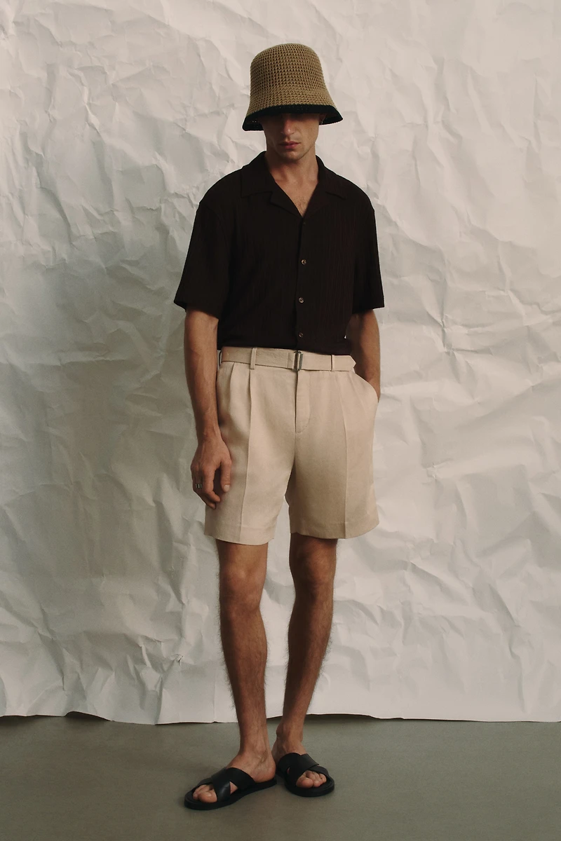 Loose-Fit Rib-Knit Resort Shirt