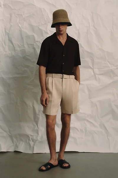 Loose-Fit Rib-Knit Resort Shirt