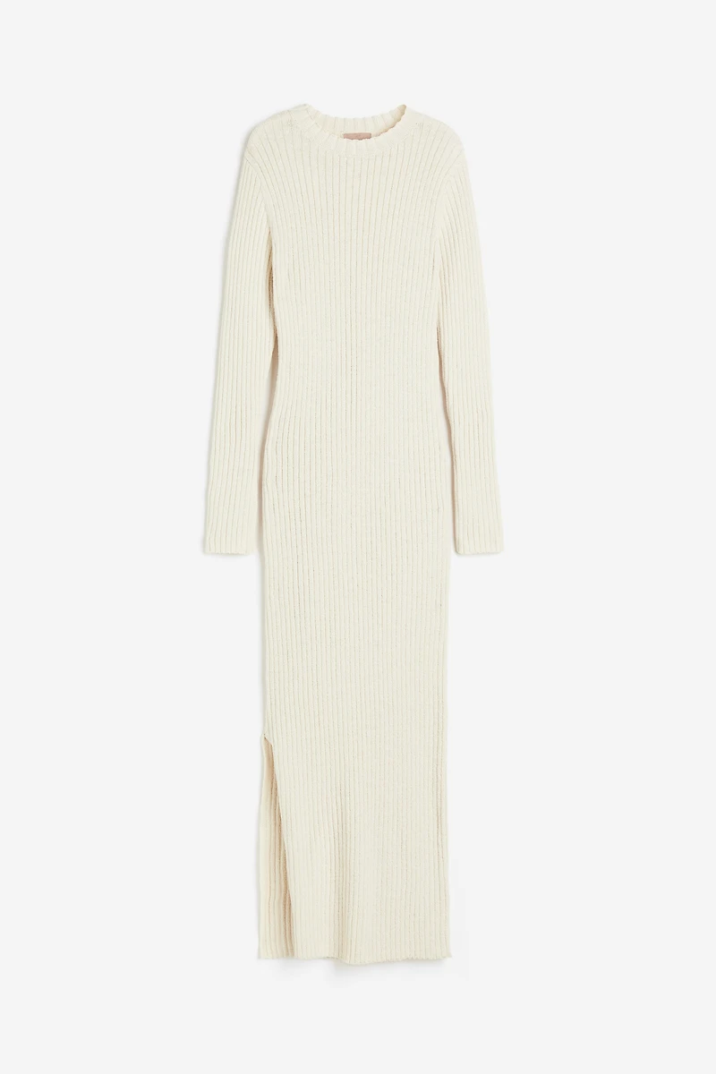 Robe longue en tricot côtelé