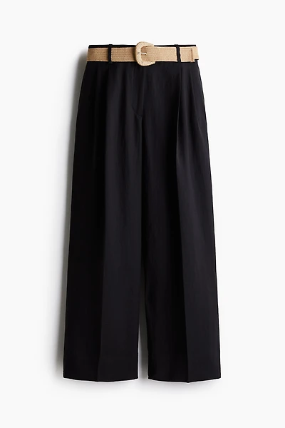 Wide-Leg Pants with Belt