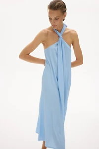 Twist-Detail Halterneck Dress