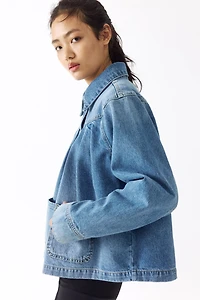 Oversized Pleated Denim Jacket