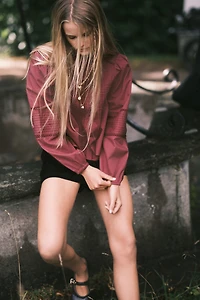 Pintucked cotton blouse