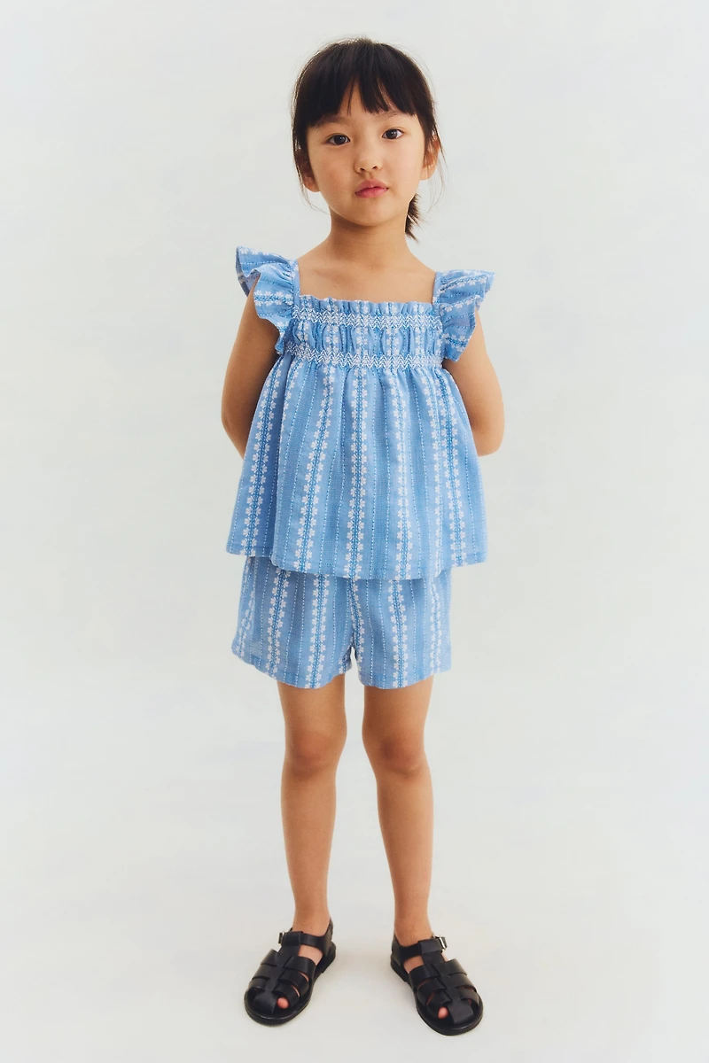 2-piece embroidery-detail cotton set