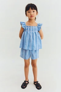 2-piece embroidery-detail cotton set
