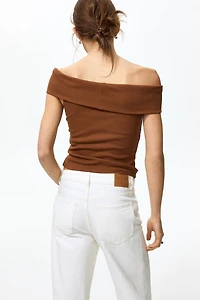 Rib-Knit Off-the-Shoulder Top