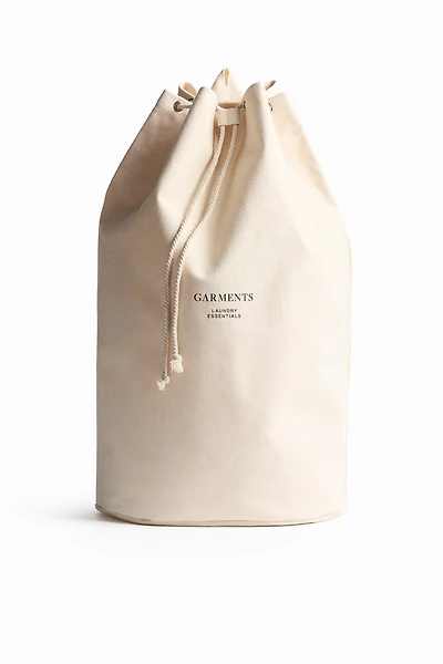 Cotton Laundry Bag with Text Motif