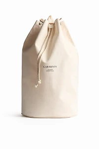 Cotton Laundry Bag with Text Motif