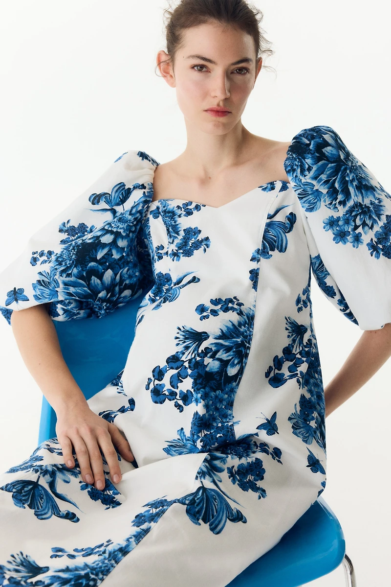 MAMA Robe en coton avec manches ballon