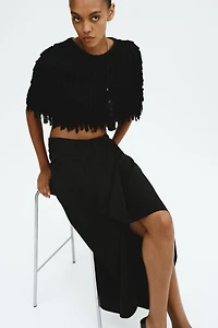 Draped-Panel Asymmetric Skirt