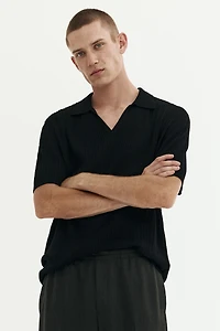 Regular-Fit Cable-Knit Polo Shirt