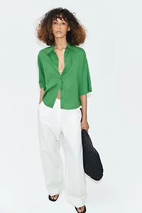 Oversized Linen-Blend Shirt