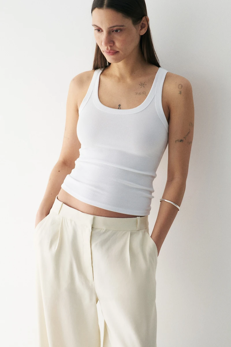 Wide-Leg Linen-Blend Dress Pants