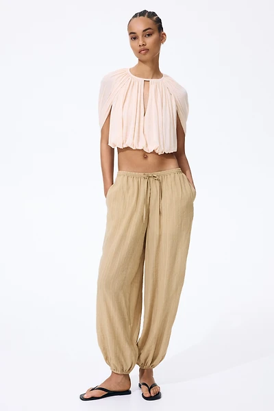Crinkled Balloon-Leg Pants