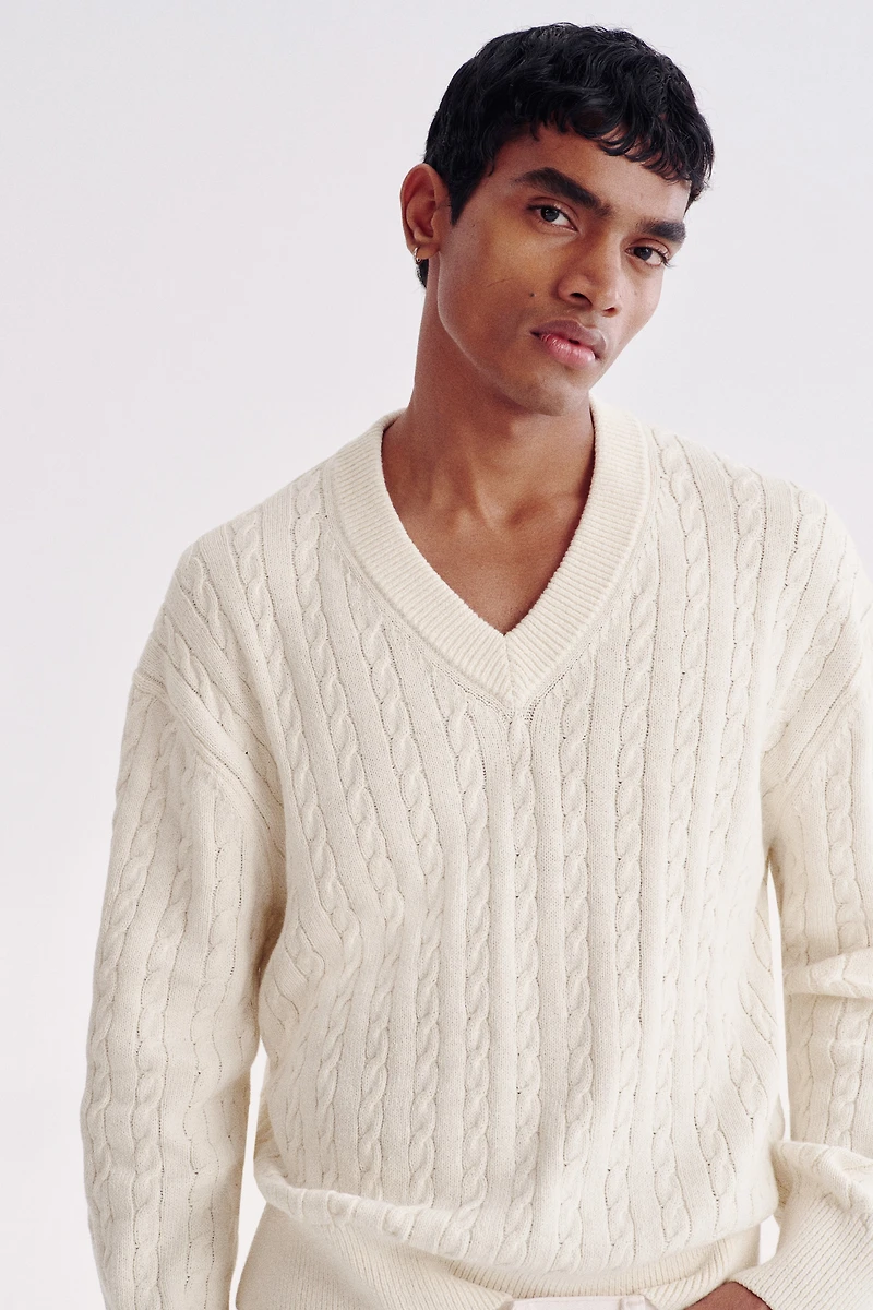 Regular-Fit Cable-Knit Sweater