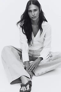 Chemise croisée en viscose mélangée
