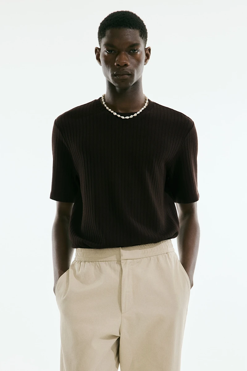 Regular Fit Rib-knit T-shirt