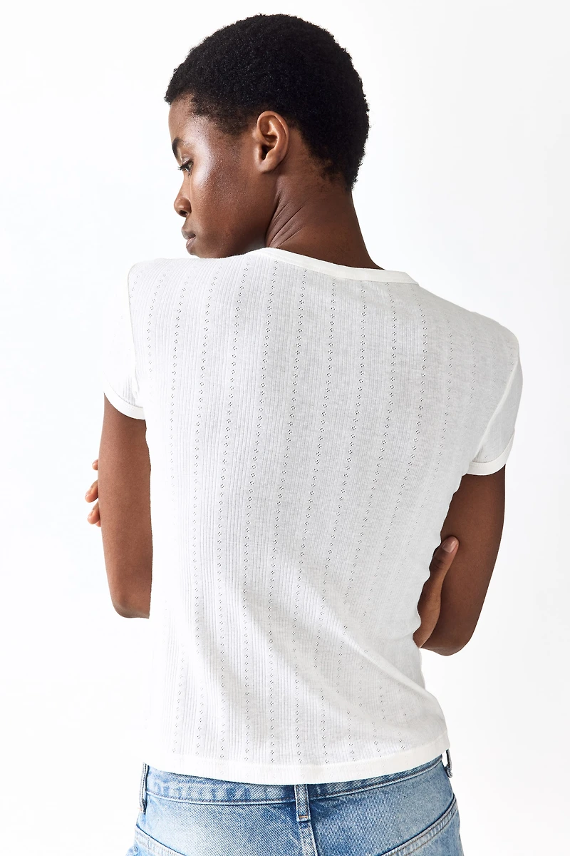 Pointelle-Knit T-Shirt