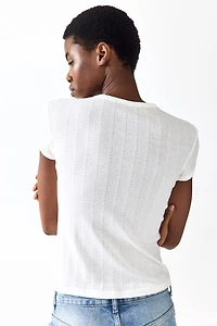 Pointelle-Knit T-Shirt