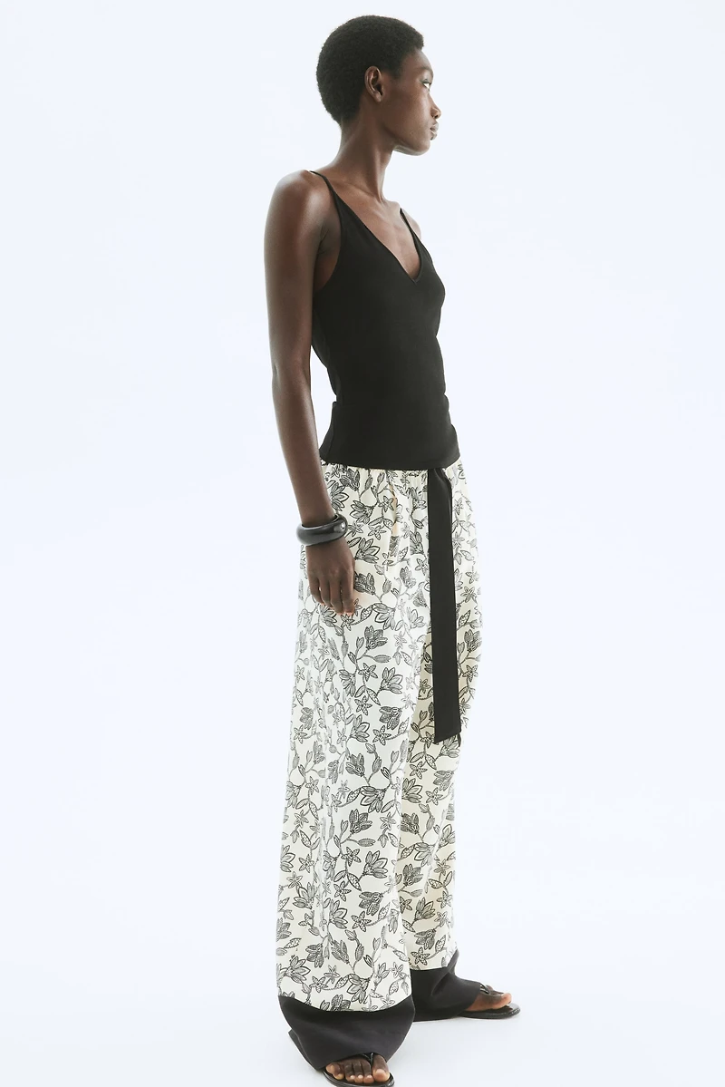 Wide-Leg Pants with Tie Belt