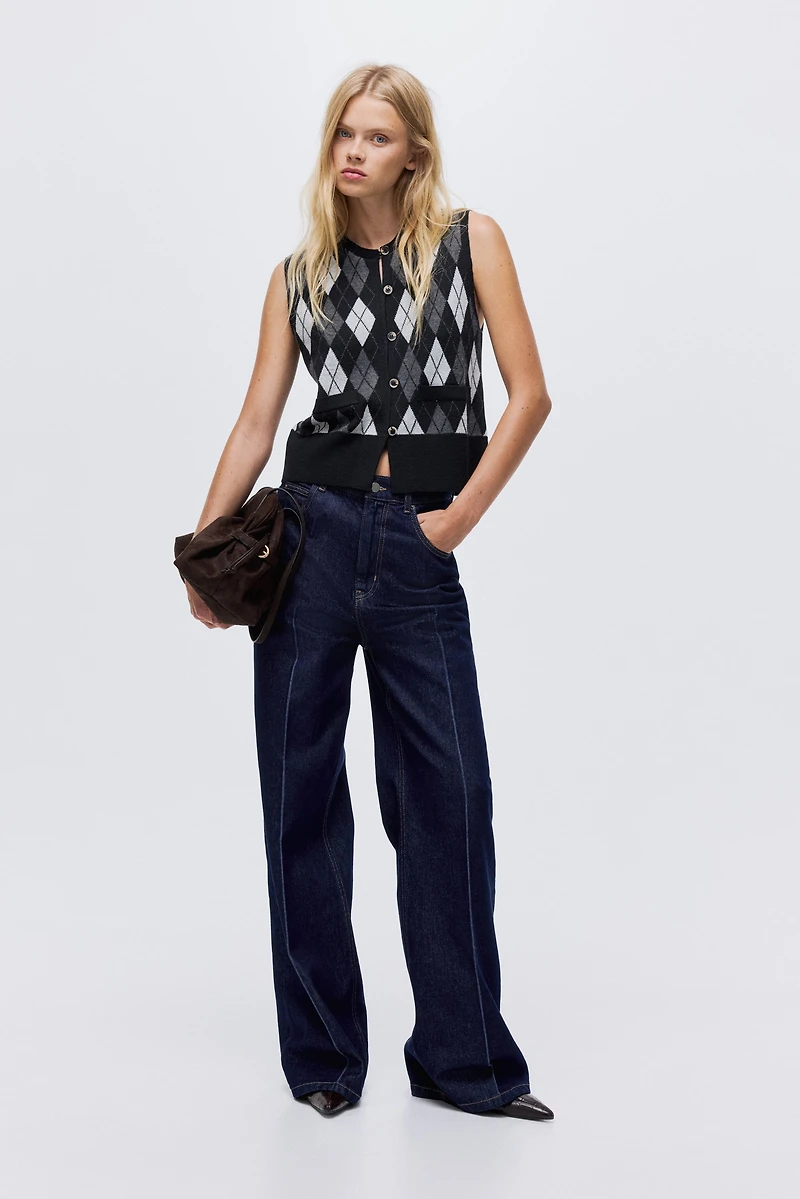 Wool-Blend Jacquard-Knit Vest