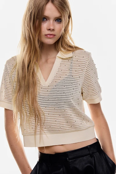 Open-Knit Polo Shirt