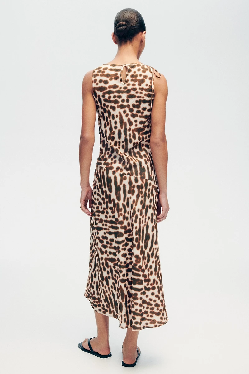 Drawstring-Detail Satin Dress