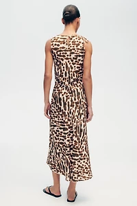 Drawstring-Detail Satin Dress