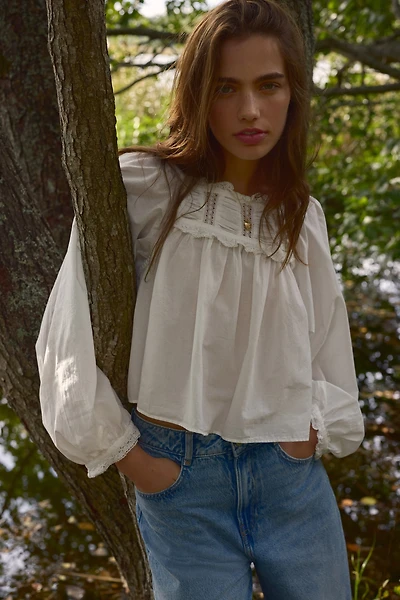 Blouse en coton avec dentelle