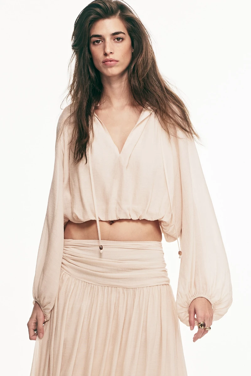 Gathered Crêpe Skirt