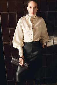 Linen-Blend Cargo Shirt